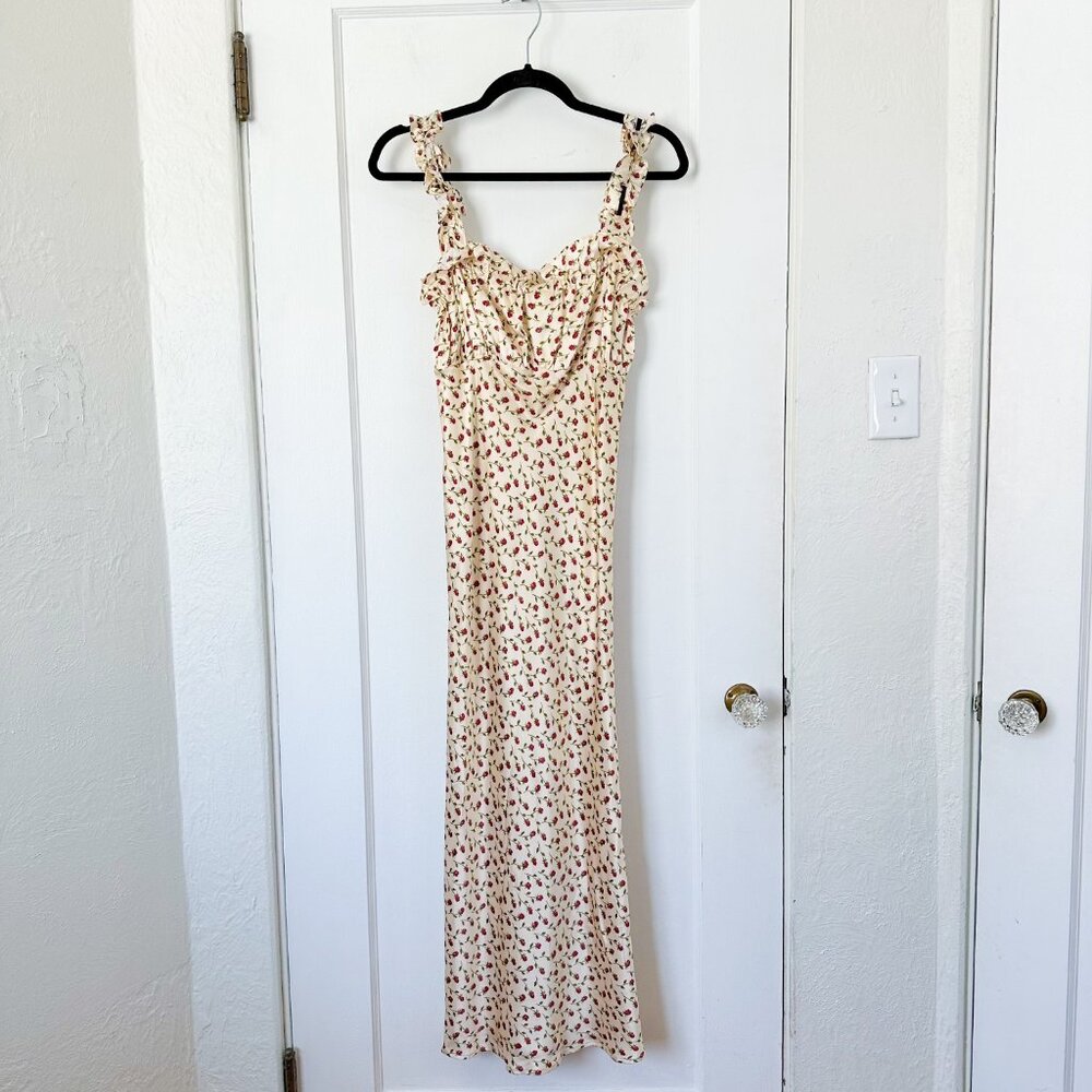 Reformation | Erdem 100% Silk Midi Dress in Nicola Floral Cream - Picture 4 of 10
